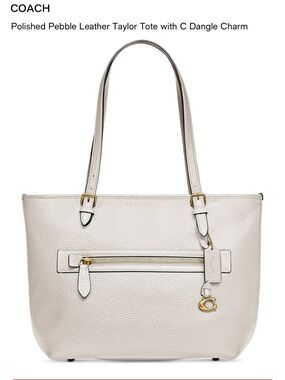 Coach Cream Taylor Tote Pebbled Leather with Gold Hardware Chalk Color